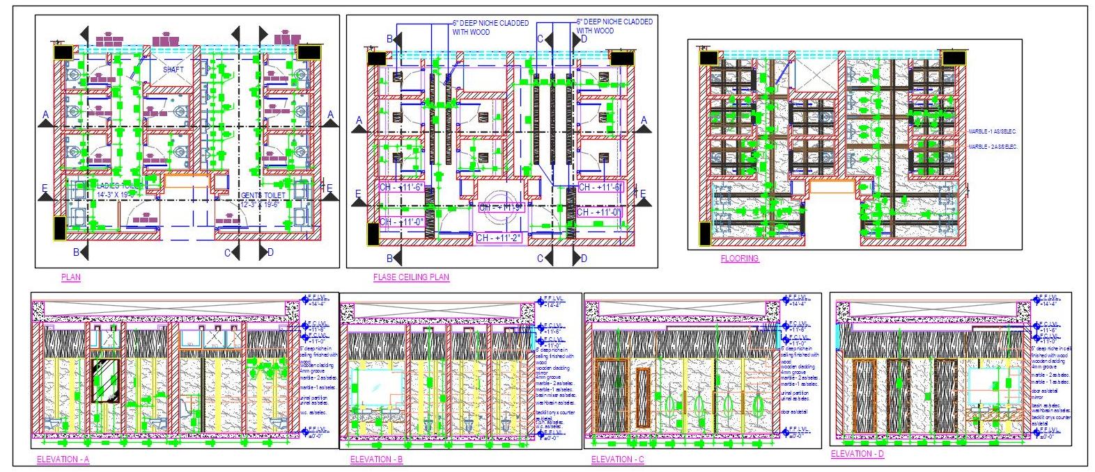 Public Toilet Block Design in AutoCAD- Complete Details